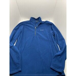 Eddie Bauer Men's TXL Tall Extra Large Blue 1/4 Zip Fleece Pullover Sweater